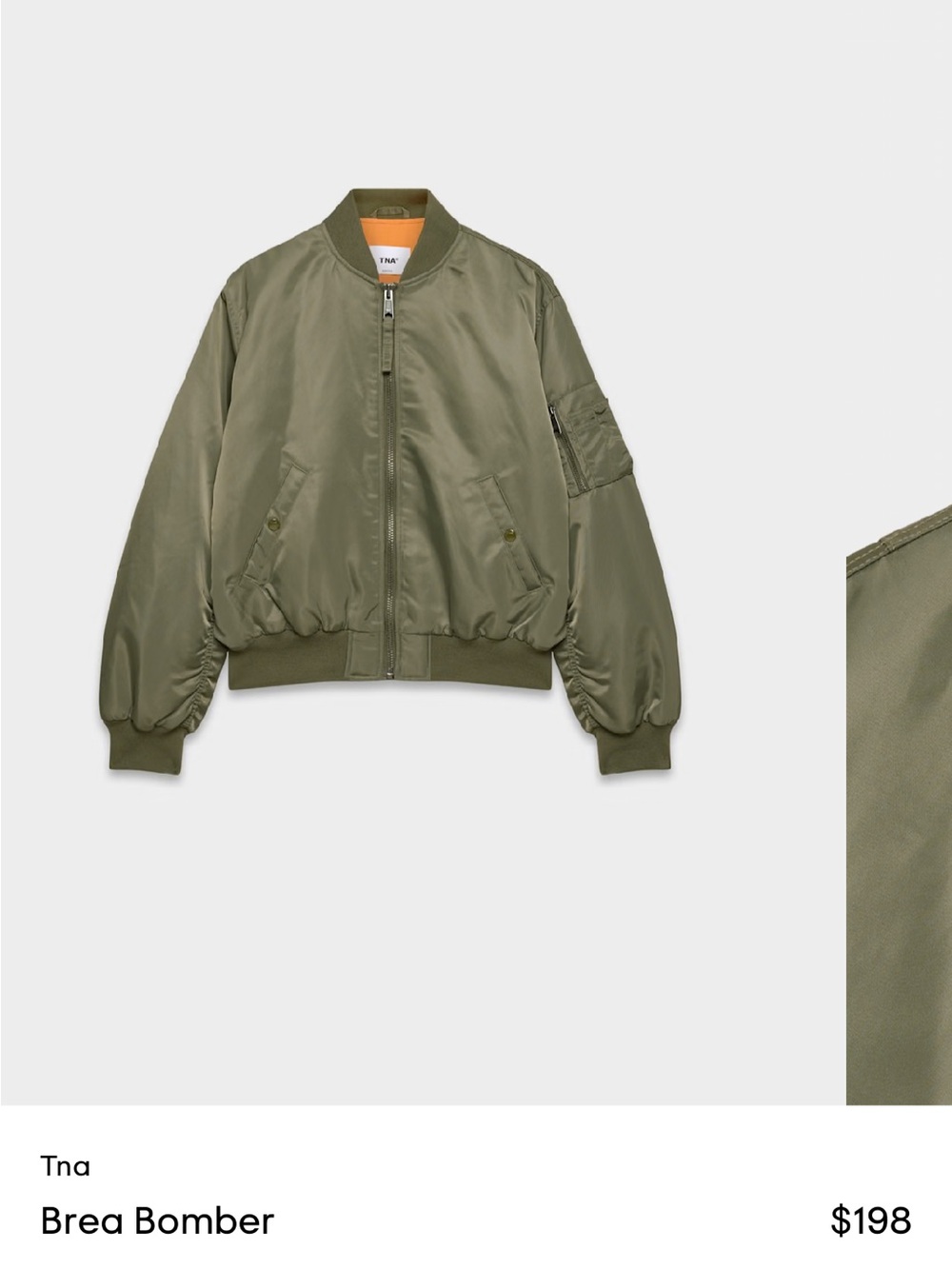 TNA Olive Green Bomber Jacket with Orange Lining